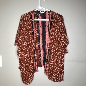 Angie Multicolored Short Sleeve Kimono Small